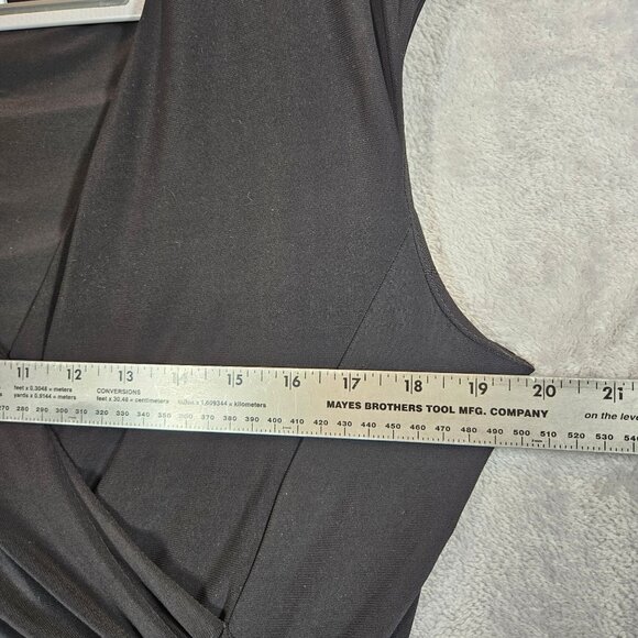 Jones Studio Draped Ruffle Midi Dress Womens Size 14 Black Party fitted cocktail - Picture 7 of 13